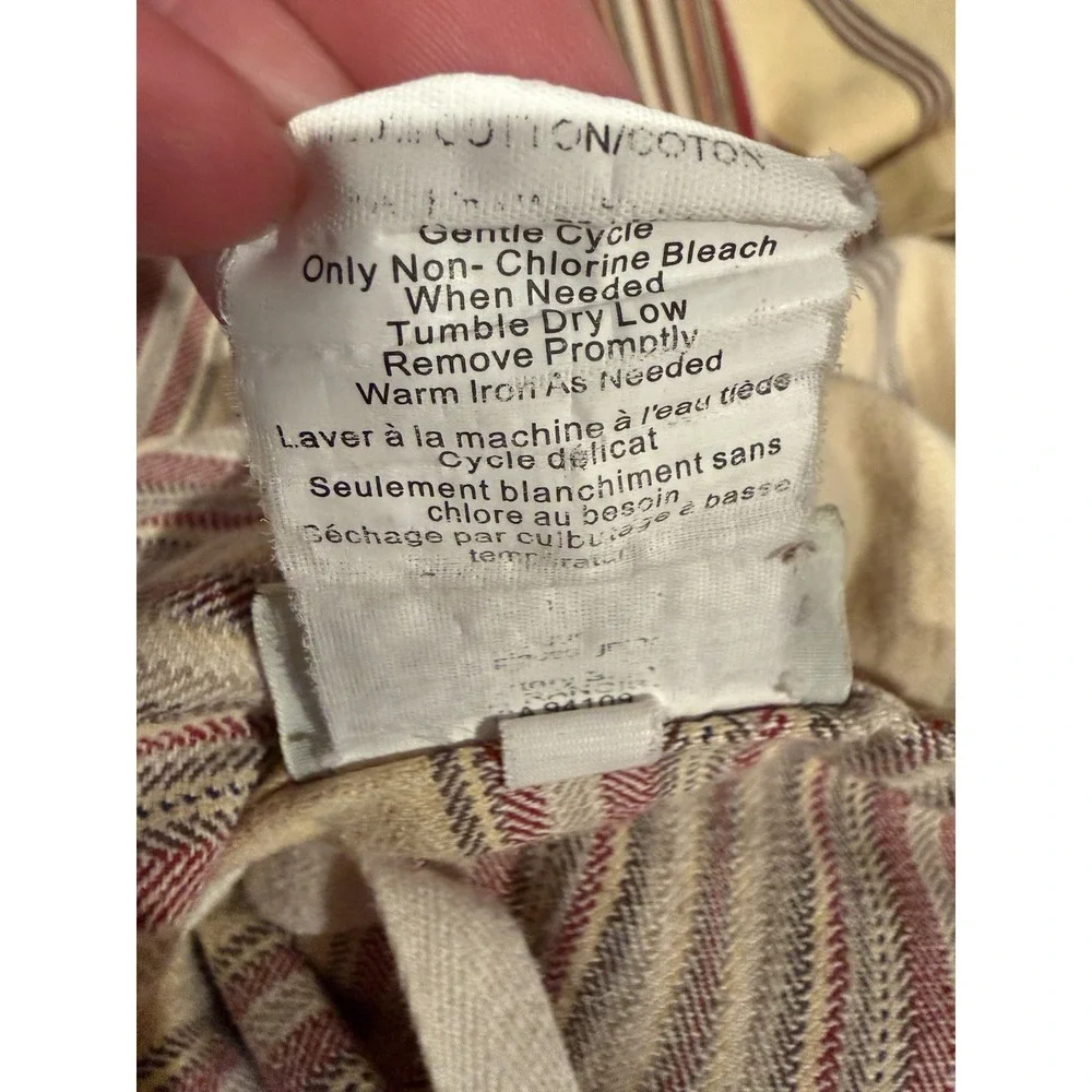 Pottery Barn Tan Brown Red Stripe Duvet‎ Cover Full, 2 Standard Shams